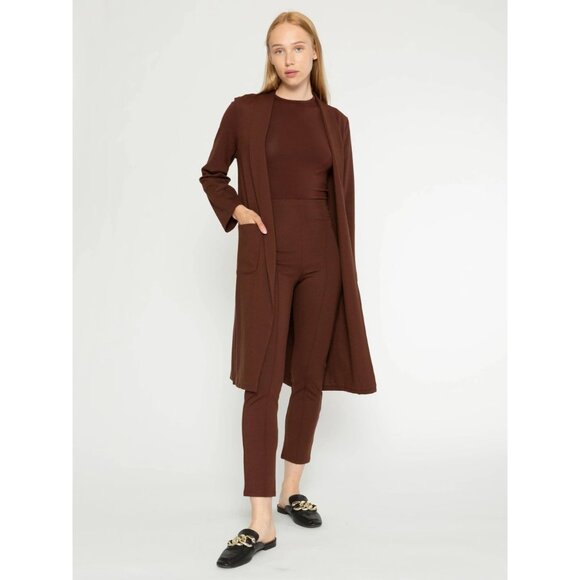 Ripley Rader Size XS Chocolate Brown Ponte Knit Smoking Jacket Tailored Capsule - Picture 2 of 11